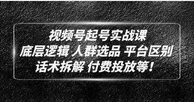 底层逻辑《视频号起号实战课》话术拆解，付费投放网赚项目-副业赚钱-互联网创业-资源整合如逸网创